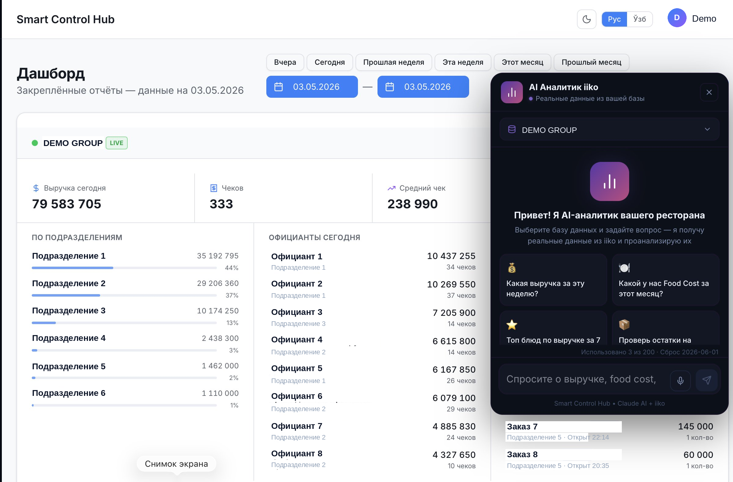 AI Assistant in dashboard